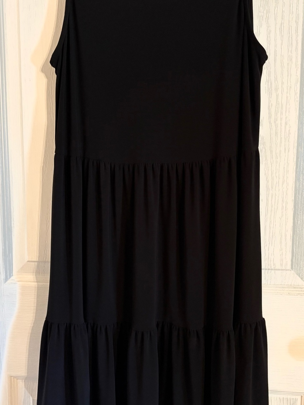 Nicole Miller Black Sleeveless Tiered Maxi Dress